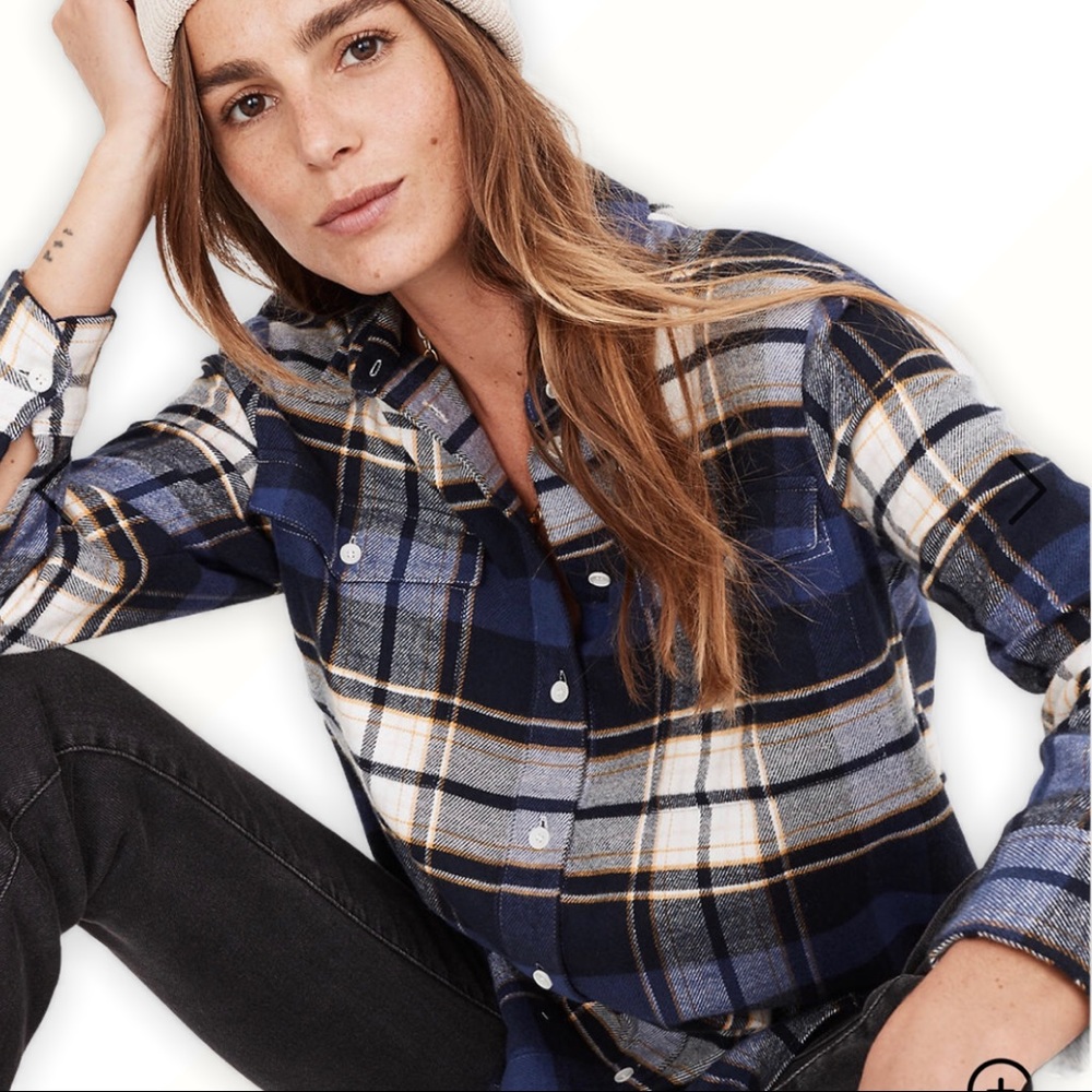 Madewell Flannel Flap-Pocket Oversized Ex-Boyfriend Shirt